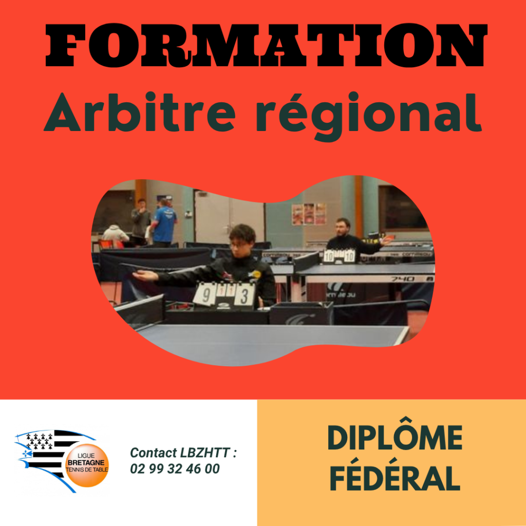 Formation ARBITRE RÉGIONAL – SAMEDI 3 OCTOBRE 2026